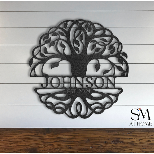 Personalized Fancy Tree of Life Monogram - Steel Wall Art