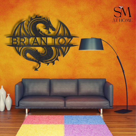 Personalized Celtic Dragon Monogram - Steel Wall Art