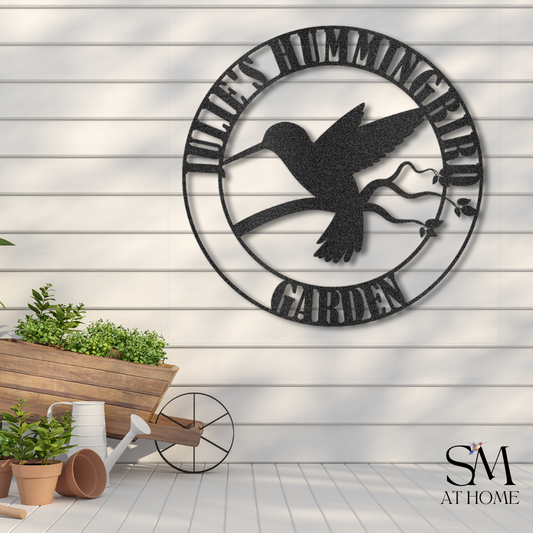 Personalized Hummingbird Garden Steel Wall Art