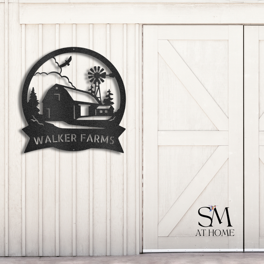 Personalized Barn House Monogram - Steel Wall Art